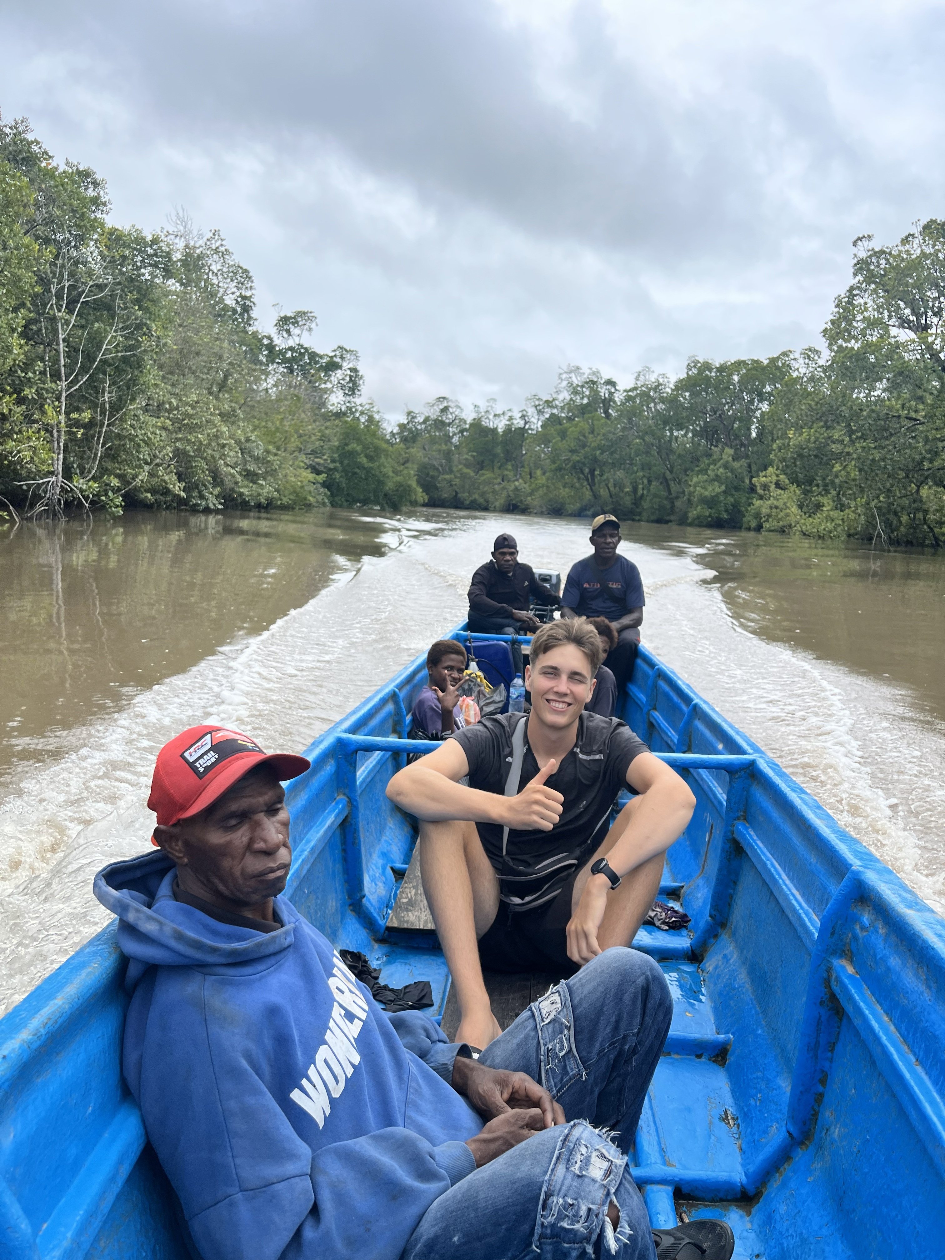 Boat travel through waterways in Agats